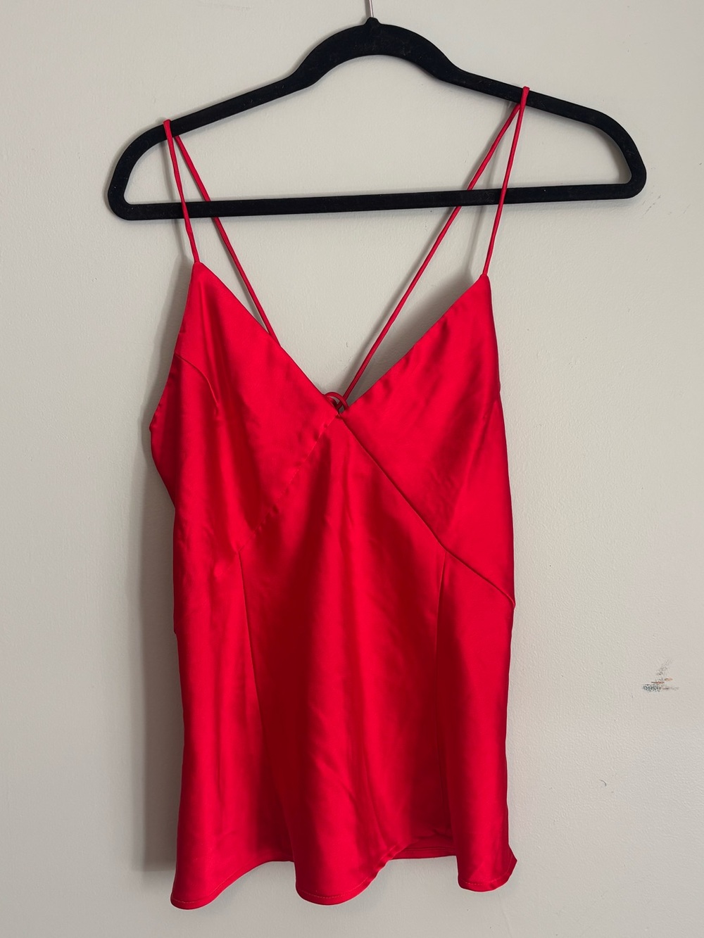 Red Satin V-Neck Cami Top - Women